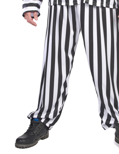 Détail du pantalon du déguisement Beetlejuice pour homme