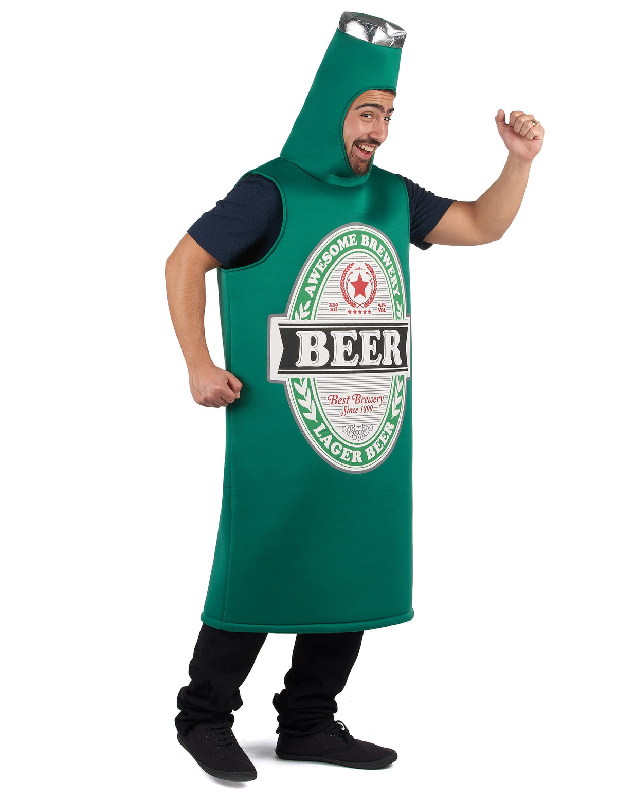 Vue de profil du déguisement bière pour adulte