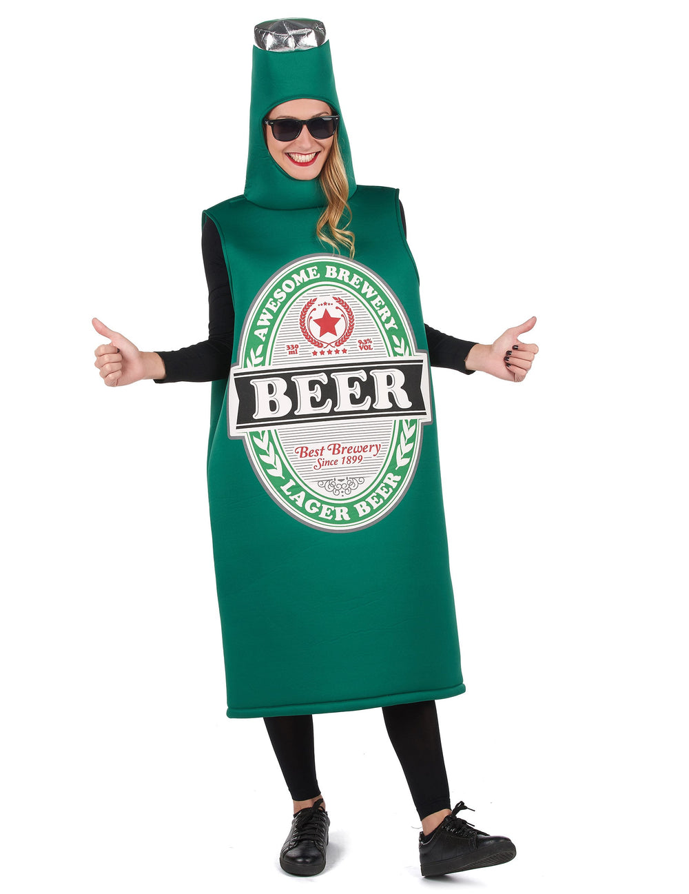 Détail de la capsule argentée du déguisement bière pour adulte