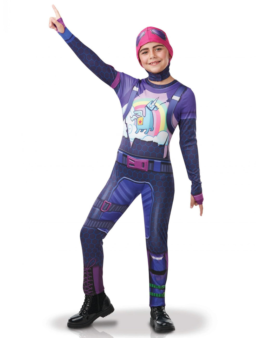Kostým Brite Bomber Fortnite™ pro teenagera fialová s růžová kuklou