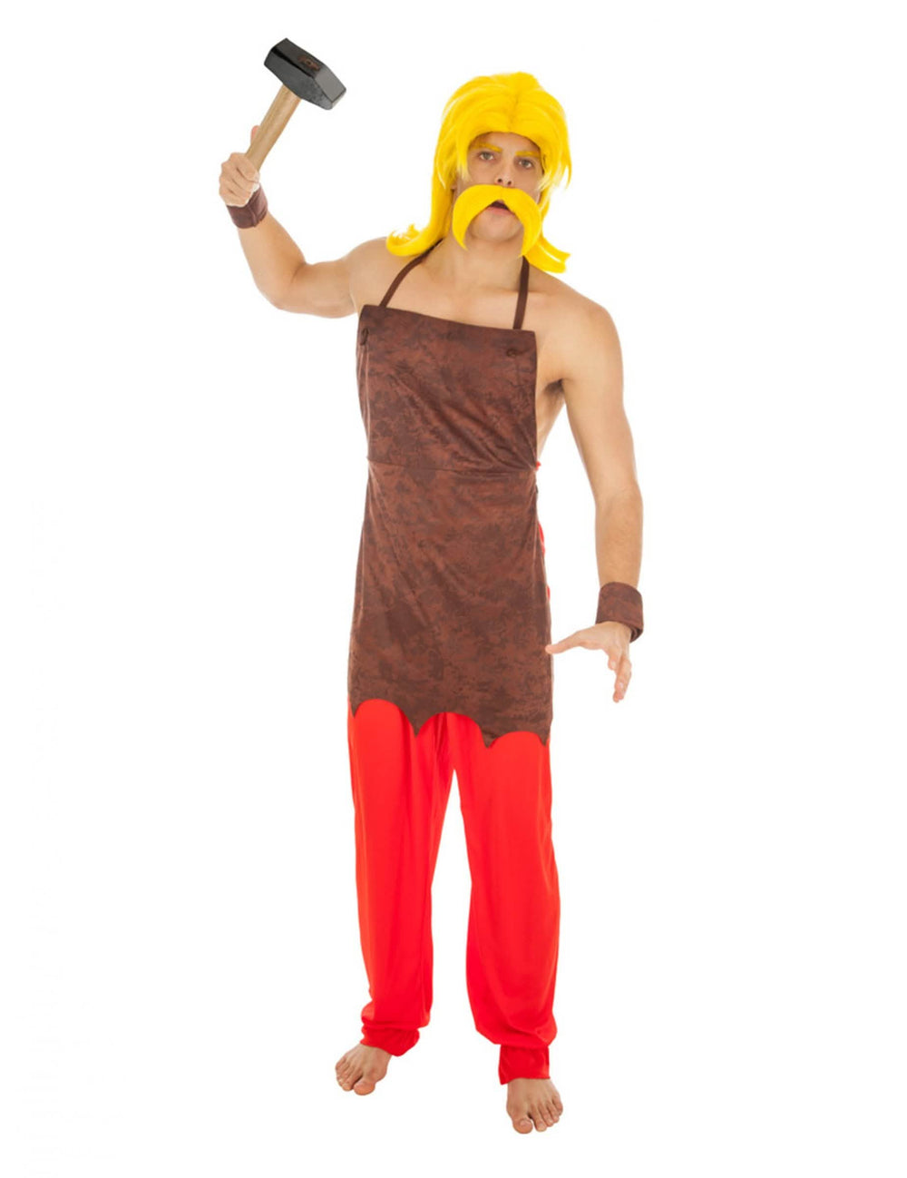 Kostým Cétautomatix Asterix a Obelix™ pro dospělý s hnědá zástěrou a červená kalhotami