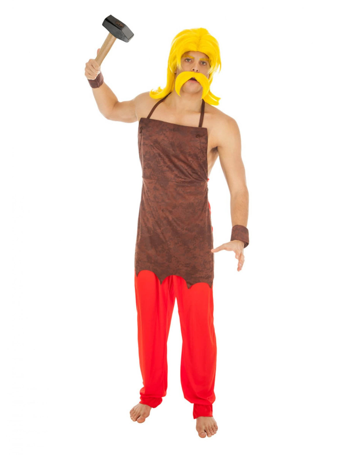 Kostým Cétautomatix Asterix a Obelix™ pro dospělý s hnědá zástěrou a červená kalhotami