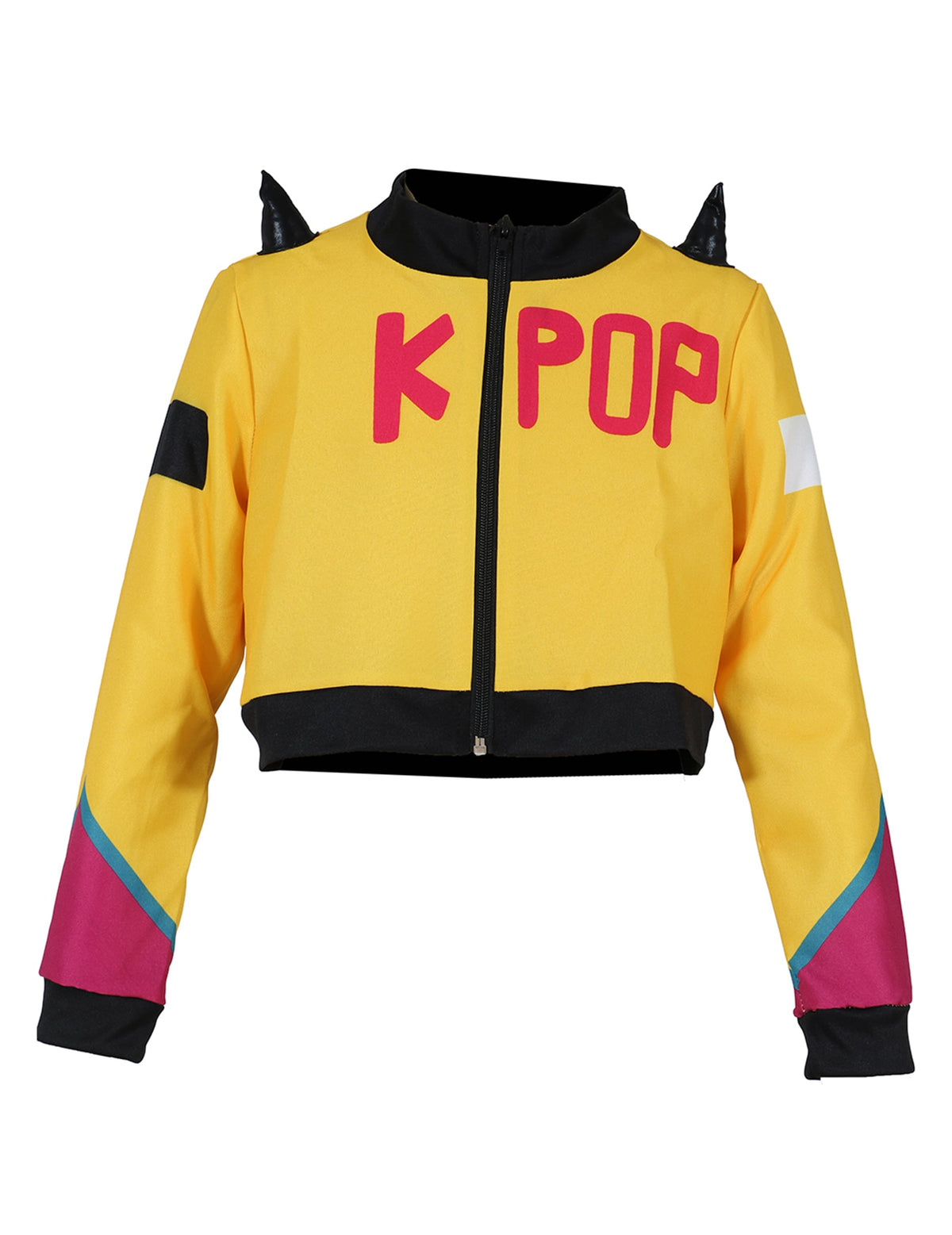 Veste courte jaune avec cornes du déguisement chanteuse Kpop