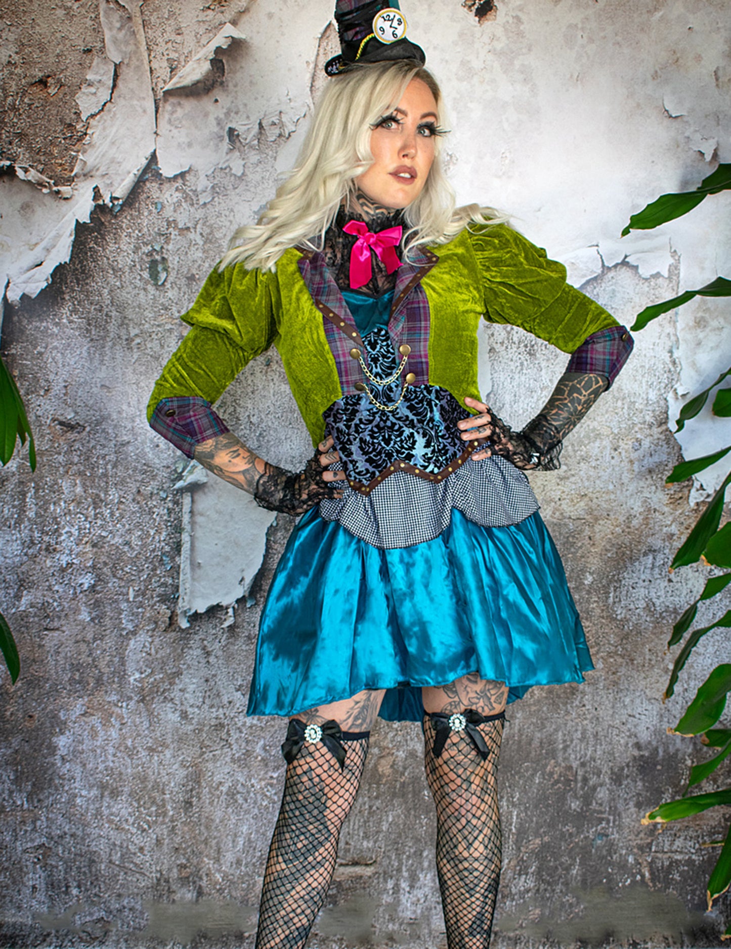 Vue d'ensemble du déguisement chapelier fou Premium pour femme