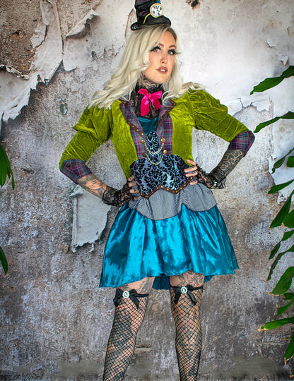 Vue d'ensemble du déguisement chapelier fou Premium pour femme