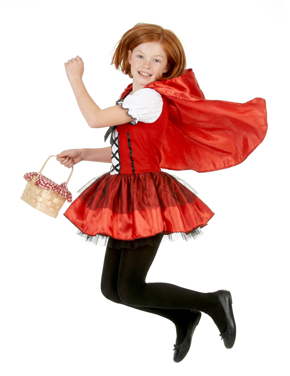 Vue de profil du déguisement de chaperon rouge pour fille