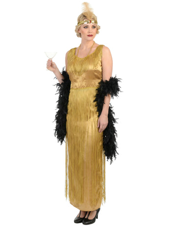 Déguisement Charleston pour femme doré à franges