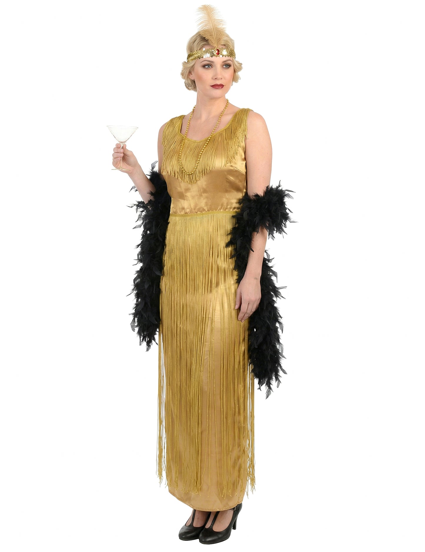 Déguisement Charleston pour femme doré à franges