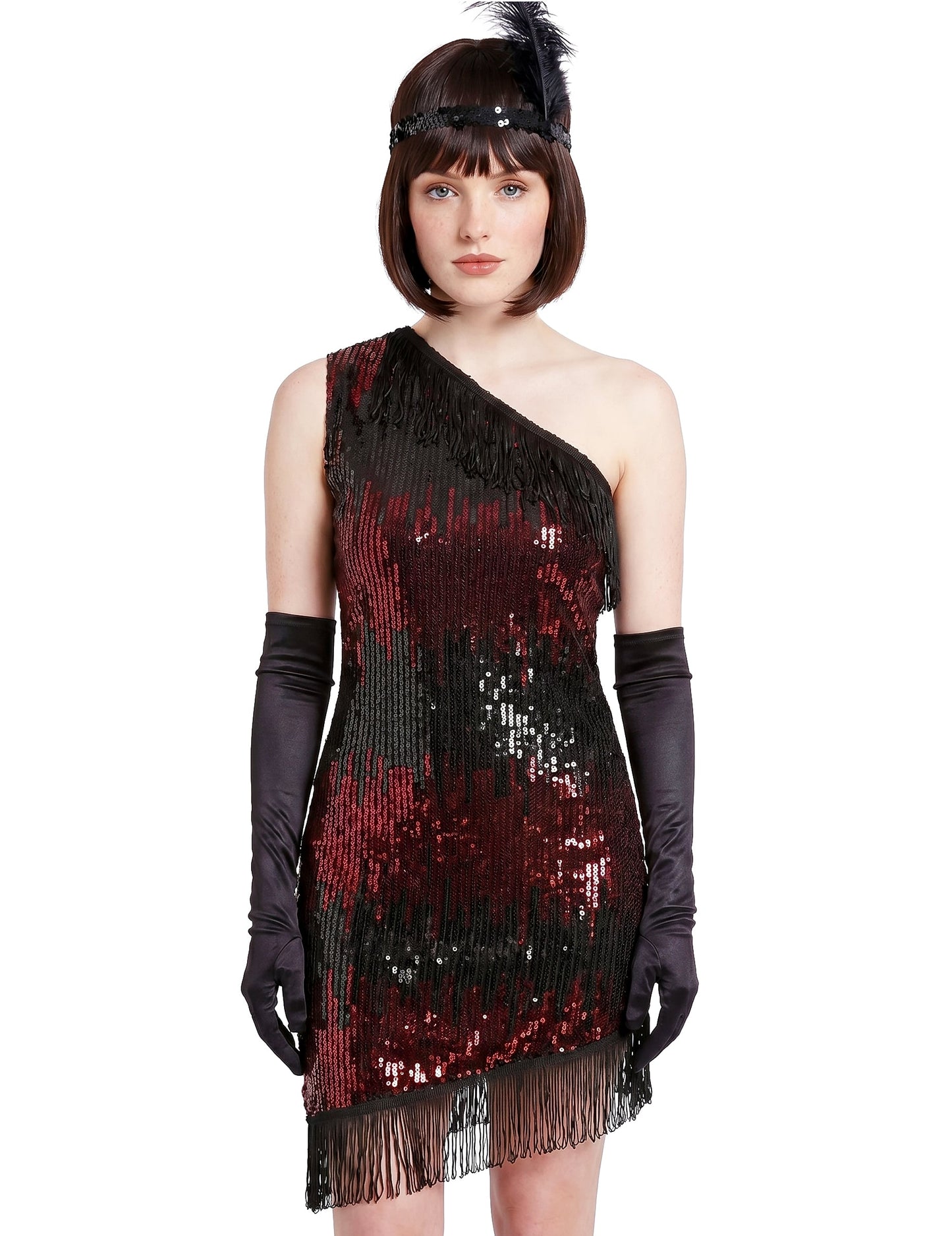 Charleston Kleid schwarz-rot für Damen