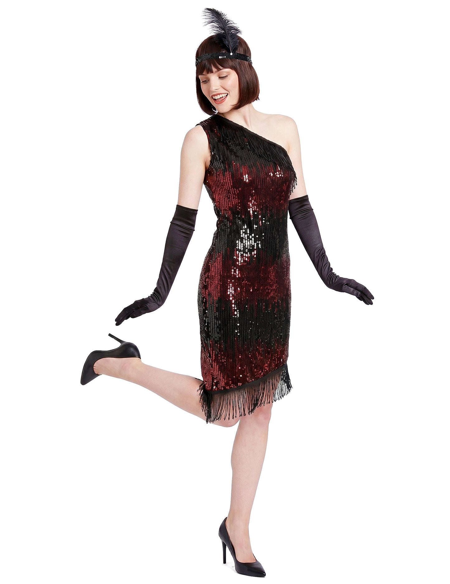 Charleston Kleid schwarz-rot für Damen