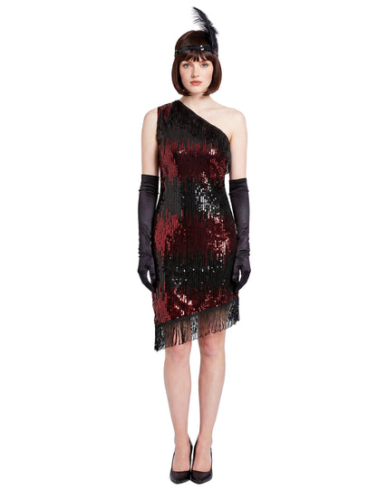 Charleston Kleid schwarz-rot für Damen