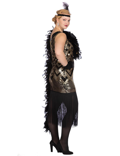 Luxusní černozlatý charlestonový dámský kostým se flitry 