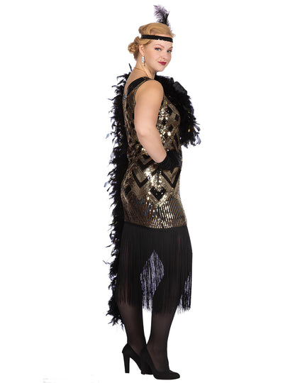 Luxusní černozlatý charlestonový dámský kostým se flitry 