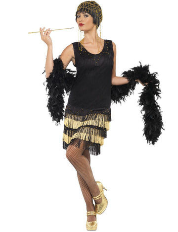 Charleston Damenkostüm schwarz-gold