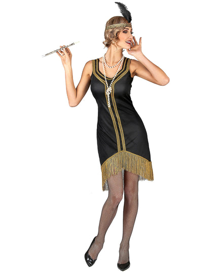 Kostým pro dospělé gangstery: bílý, černobílý a zlatý charleston