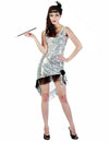 Déguisement charleston sexy pour femme argent à sequins