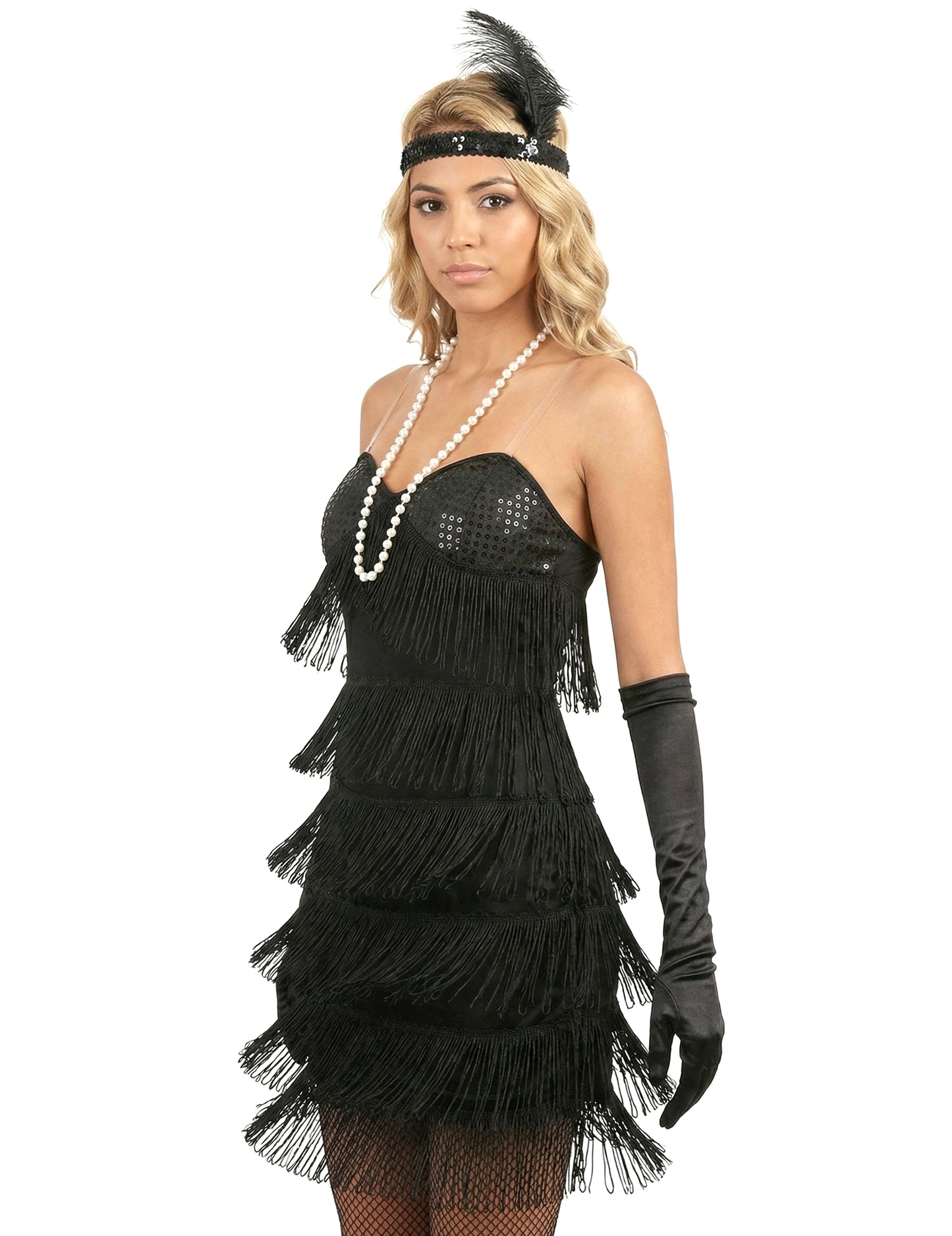 Pohled z boku na sexy charleston kostým