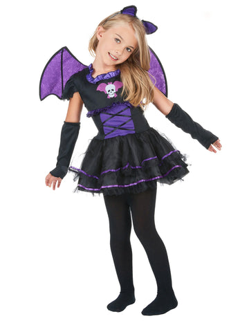 Černofialový kostým netopýra pro dívky