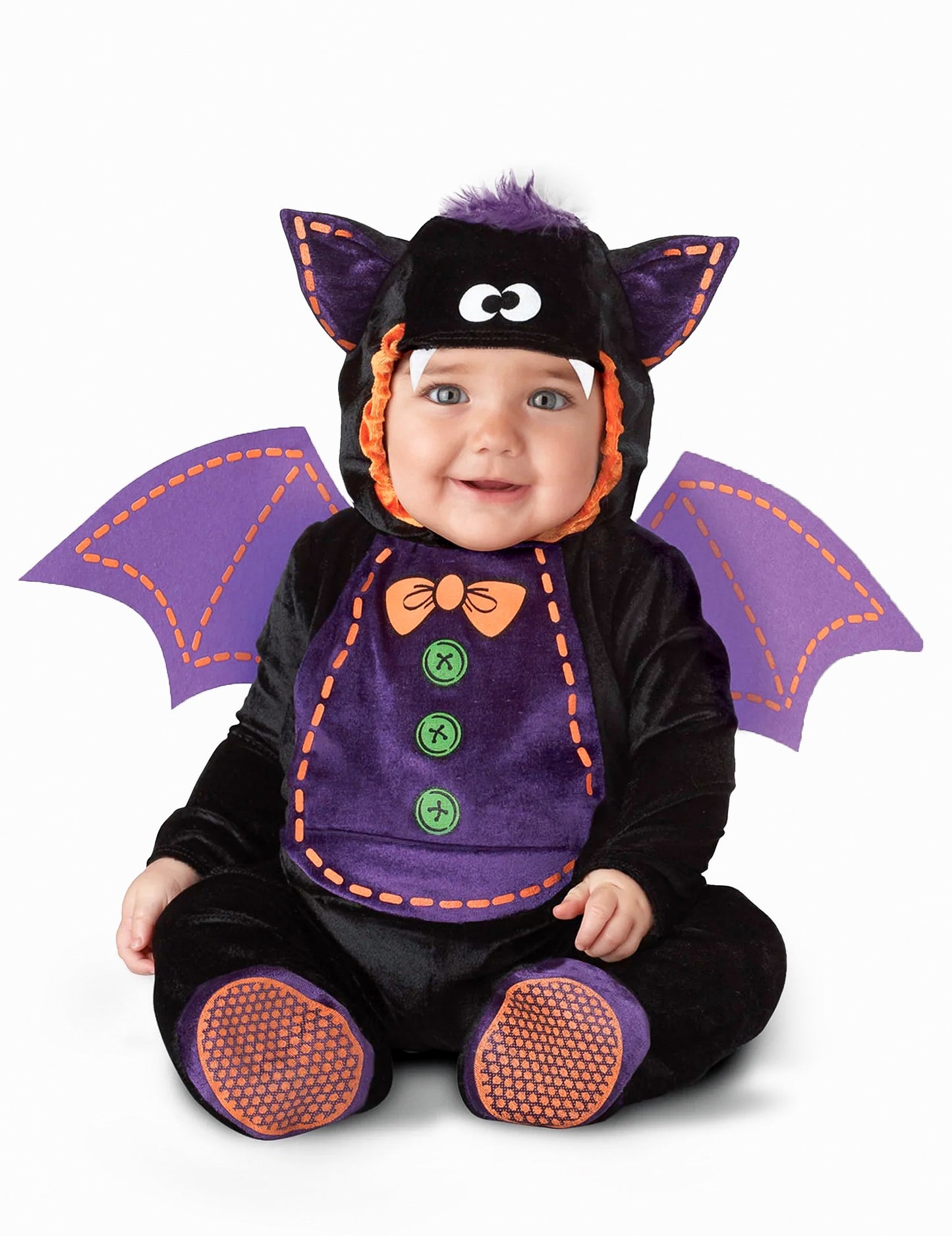 Déguisement de chauve-souris pour bébé noir et violet avec ailes orange