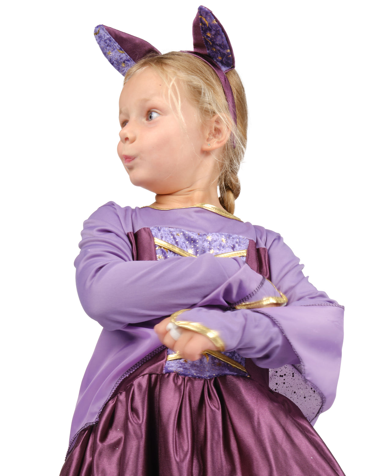 Vue de profil du déguisement de chauve-souris pour fille