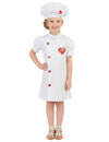 Déguisement de chef cuisinier pour fille blanc avec cœurs rouges et toque