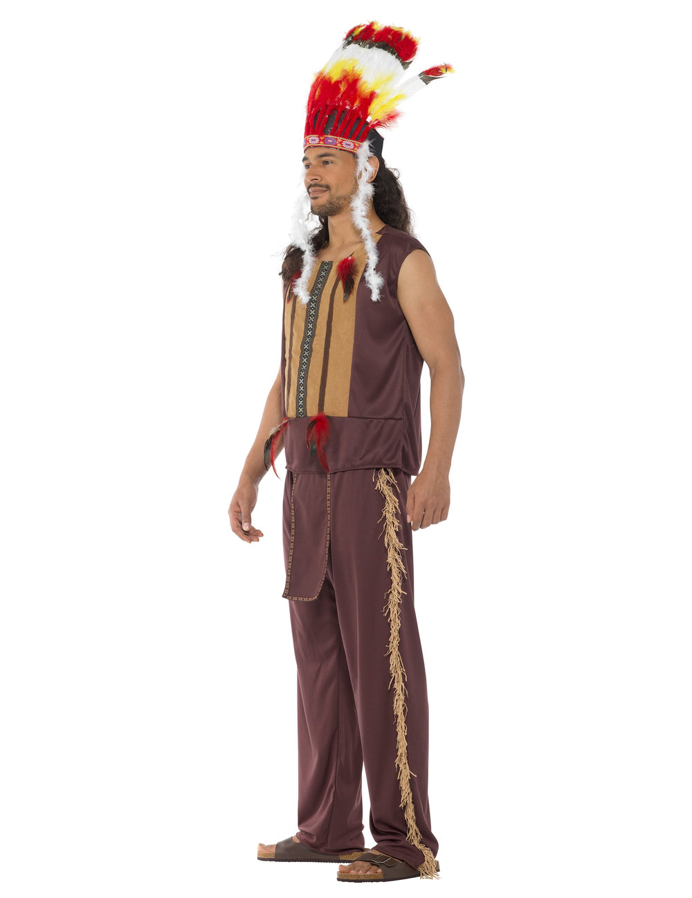 Vue de profil du déguisement de chef indien pour homme