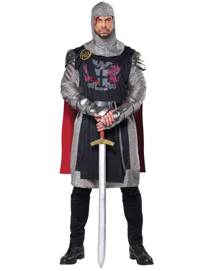 Vue de face avec épée du Déguisement Chevalier Médieval pour homme