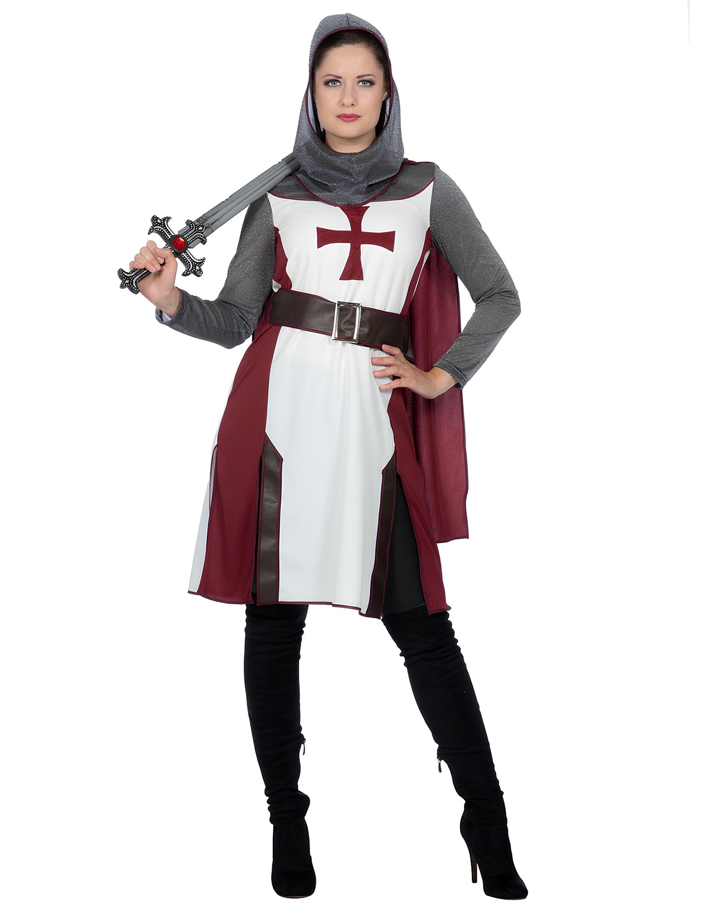 Luxusní templářský rytířský kostým pro ženy 