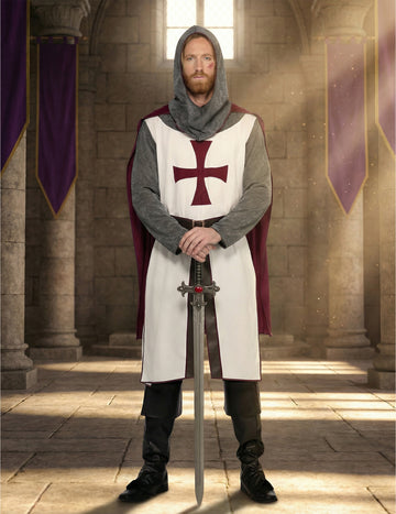 Luxusní templářský rytířský kostým pro muže 