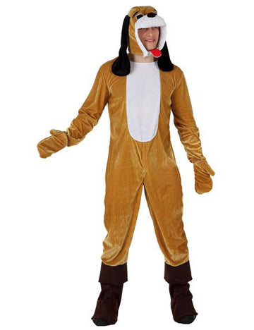 Déguisement de chien pour adulte marron et blanc avec oreilles noires