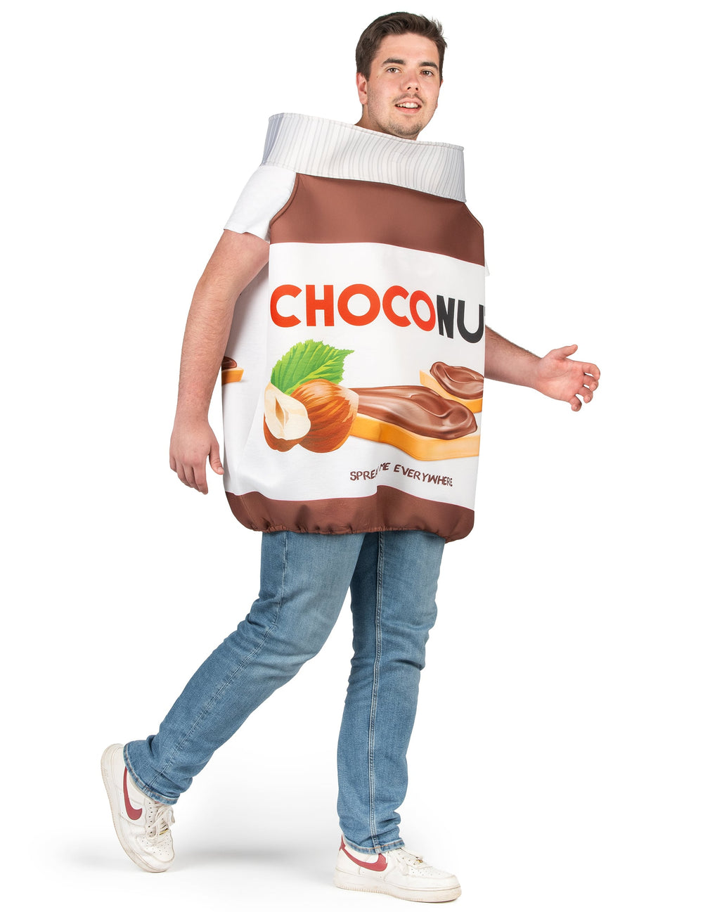 Déguisement choconut pour adulte marron et blanc en forme de pot