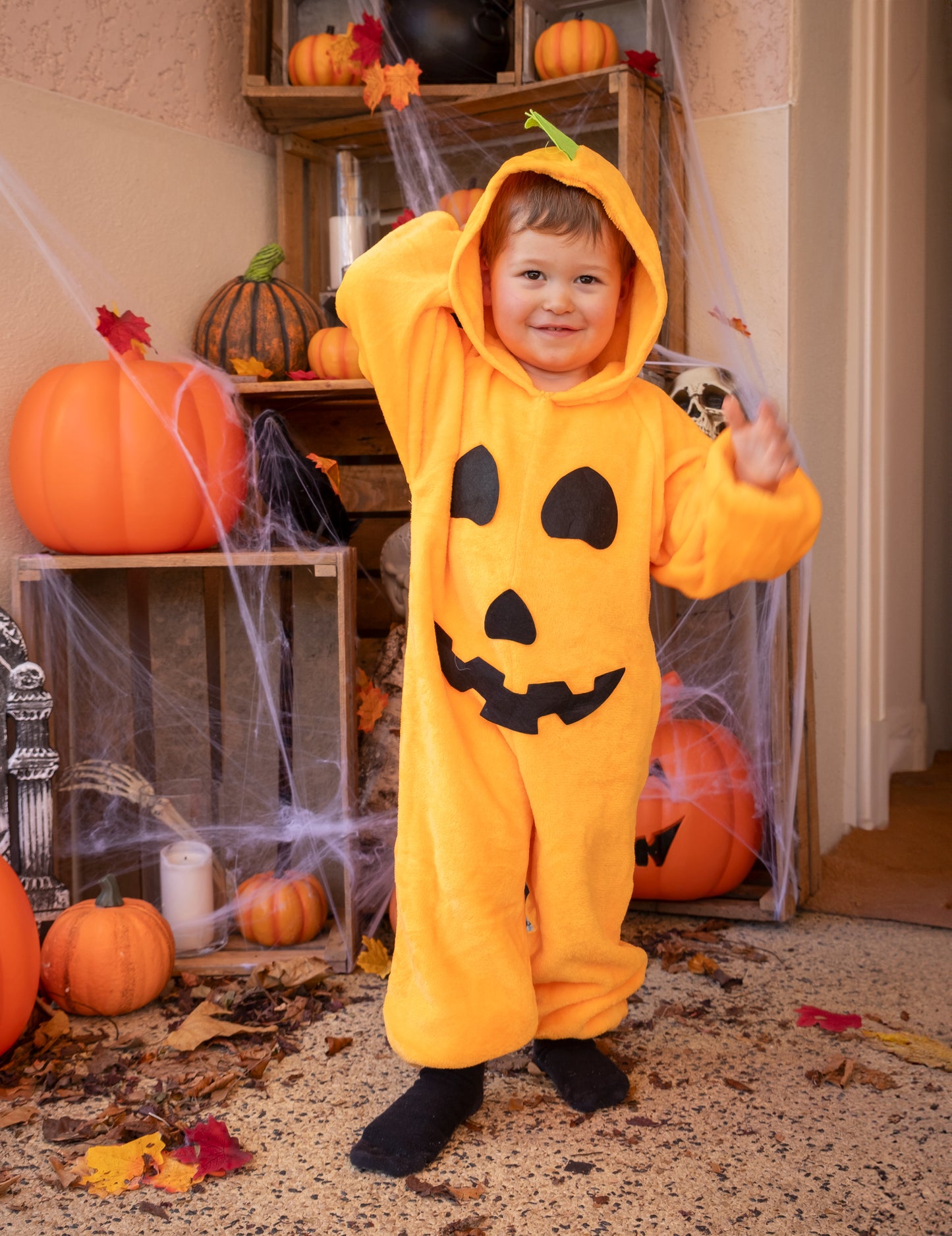 Plyšový dýňový kostým pro miminko