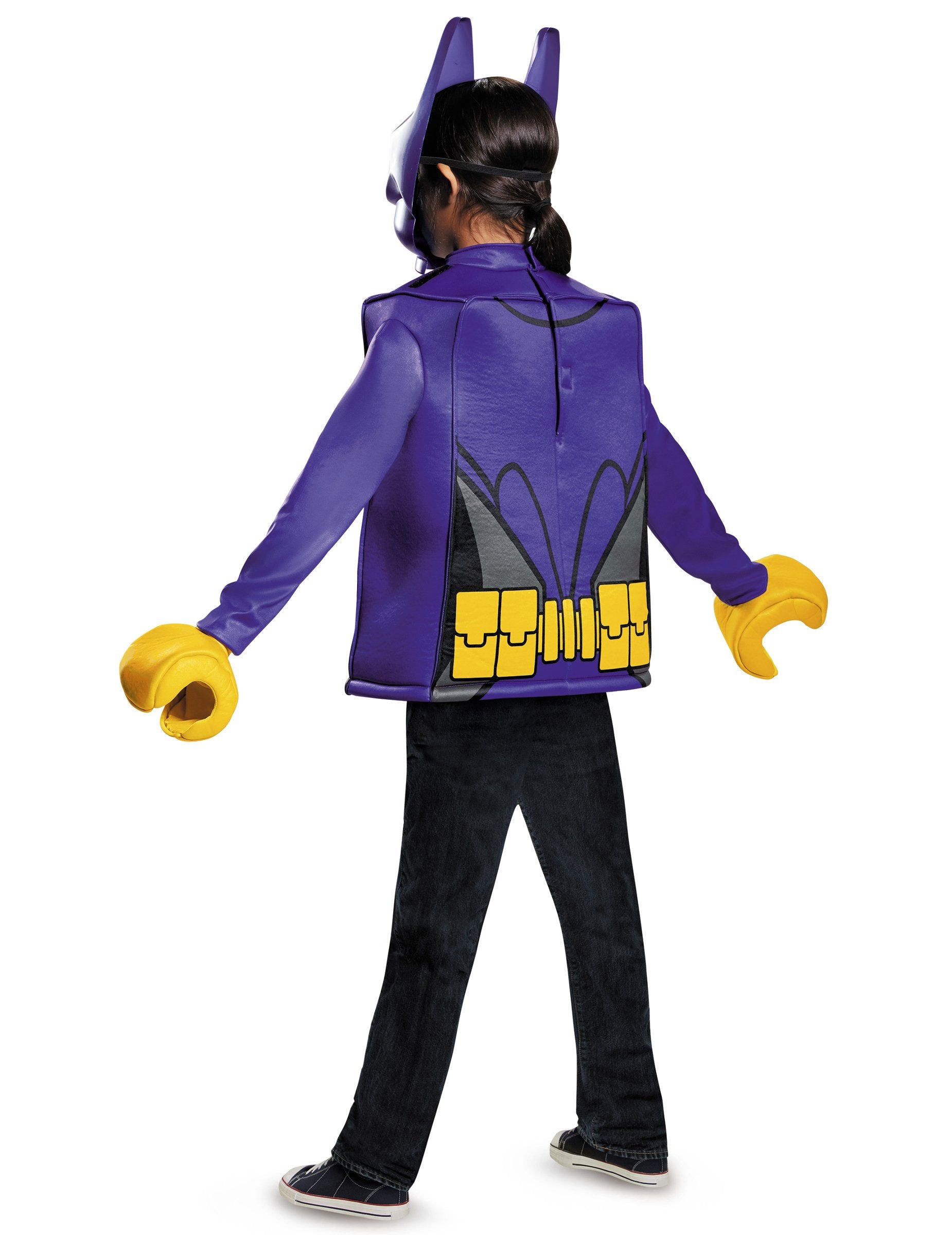 Pohled zezadu na klasický kostým Batgirl z LEGO filmu pro děti