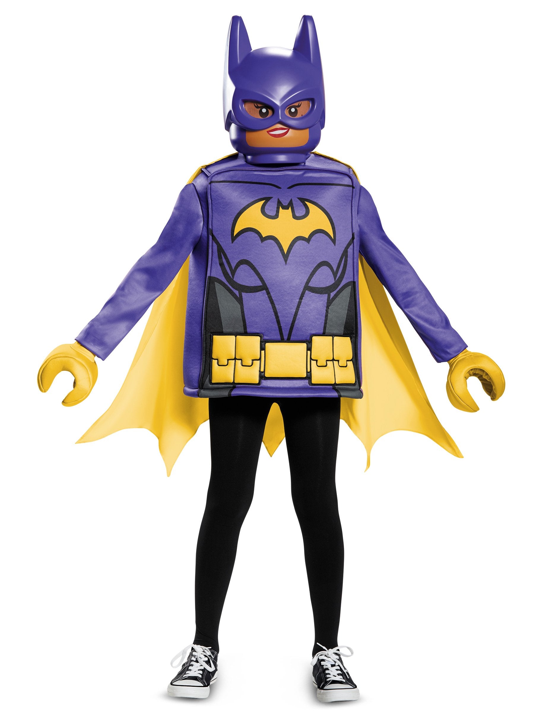 Klasický kostým Batgirl z LEGO filmu pro děti v purpurové a žluté barvě