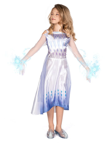 Klassisches Elsa aus Frozen 2™ Kostüm für Mädchen, weiß und blau im Farbverlauf