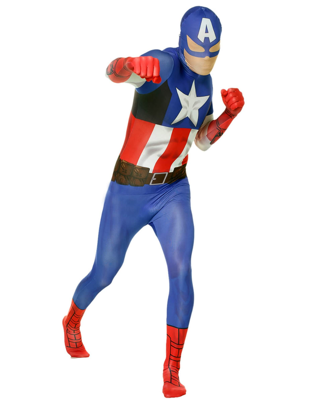 Klasický kostým Captain America™ Morphsuits™ pro dospělý modrá bílá a červená celkový