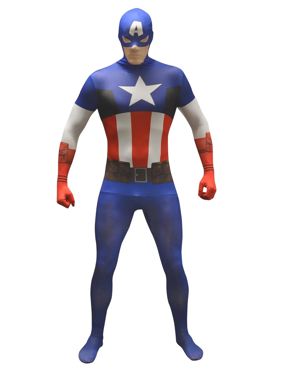 Čelní pohled na klasický kostým Captain America™ Morphsuits™