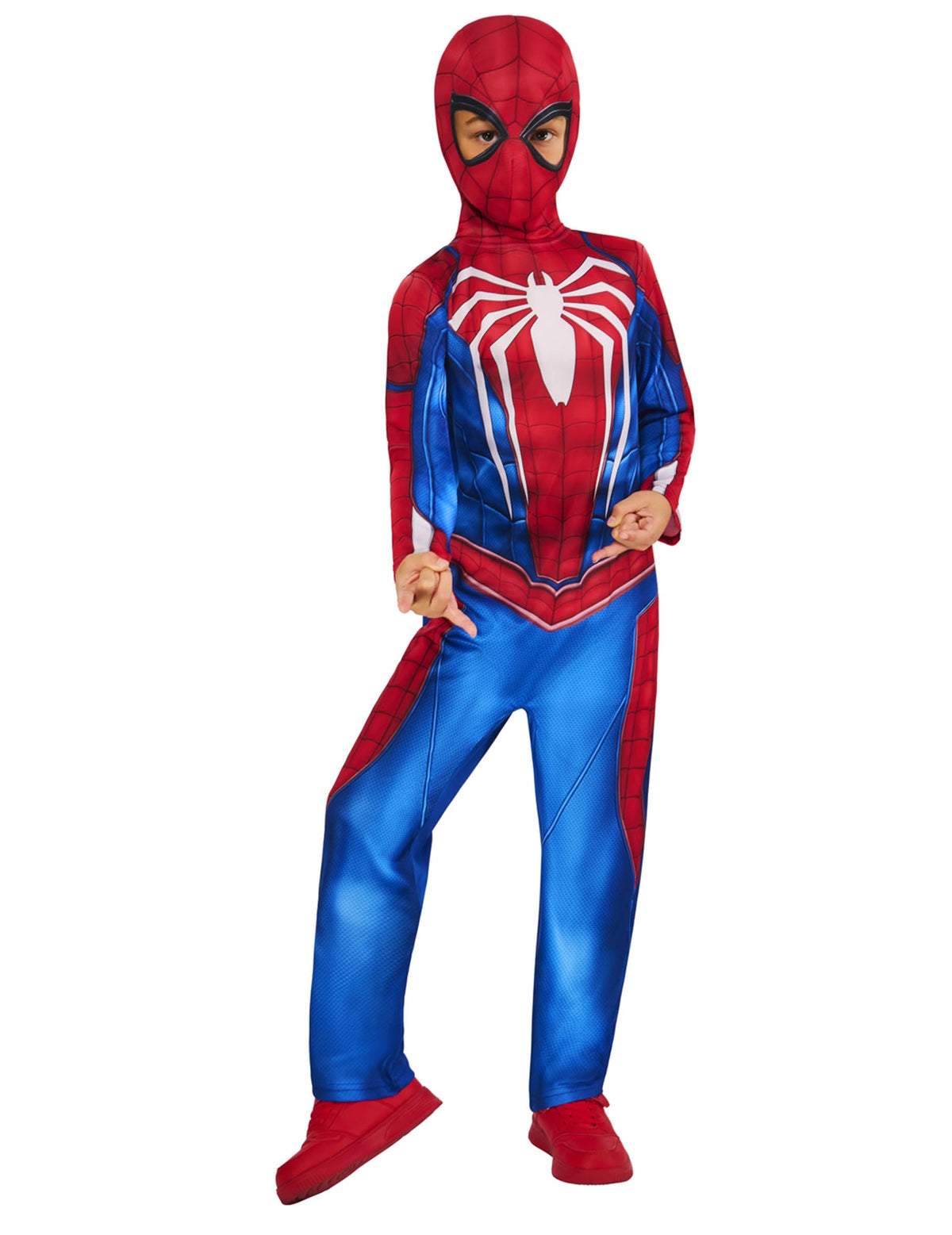 Pose dynamique du déguisement Spider-man gameverse pour enfant