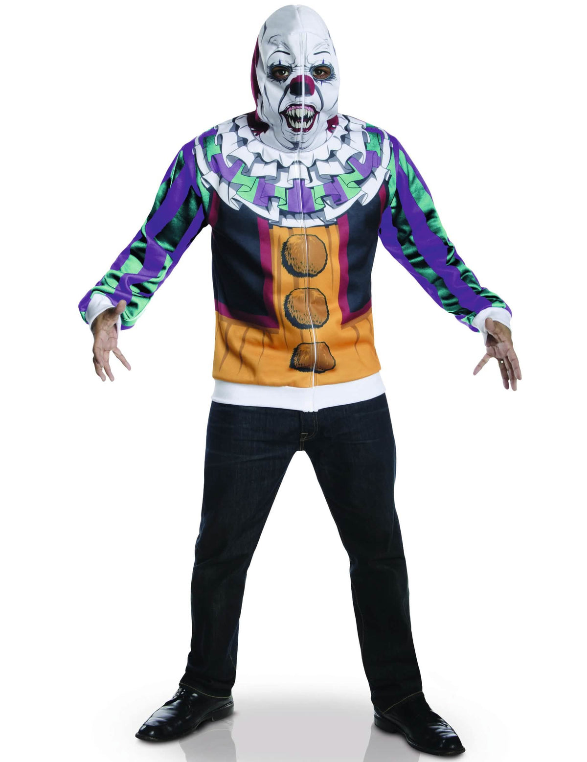 Clownská bunda Ono™ pro dospělý vícebarevné s integrovanou maskou