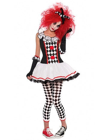 Halloweenský kostým harlekýnského klauna pro dospívající dívky