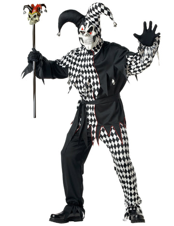 Pánský halloweenský kostým klauna harlekýna v černém provedení