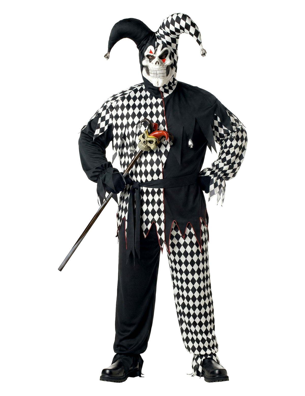 Pánský halloweenský kostým klauna harlekýna v černém provedení