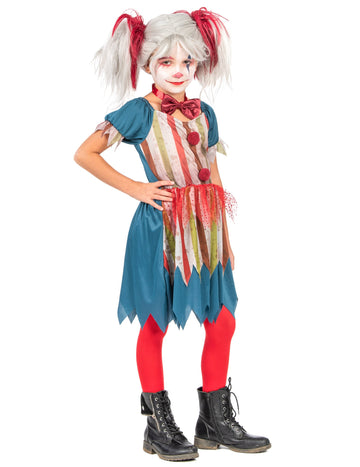 Halloweenská dívka zbarvená klaun kuřátko