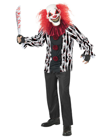 Kostým bláznivého klauna s luxusní maskou pro dospělé