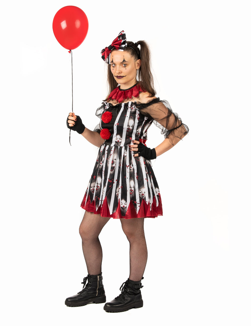Vue d'ensemble du déguisement de clown dément luxe pour femme