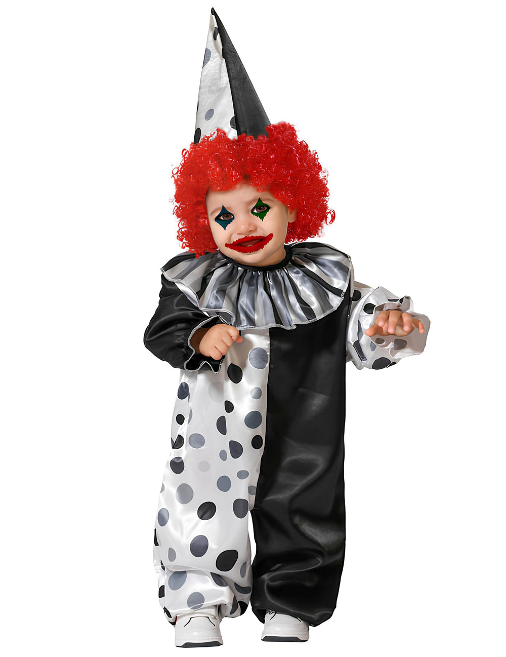 Vue de face du déguisement de clown Halloween pour bébé