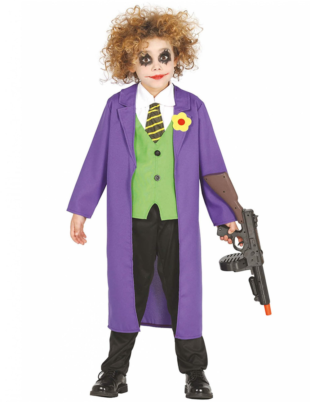 Šílený joker klaun kostým pro dítě fialová a zelená s dlouhým sakem