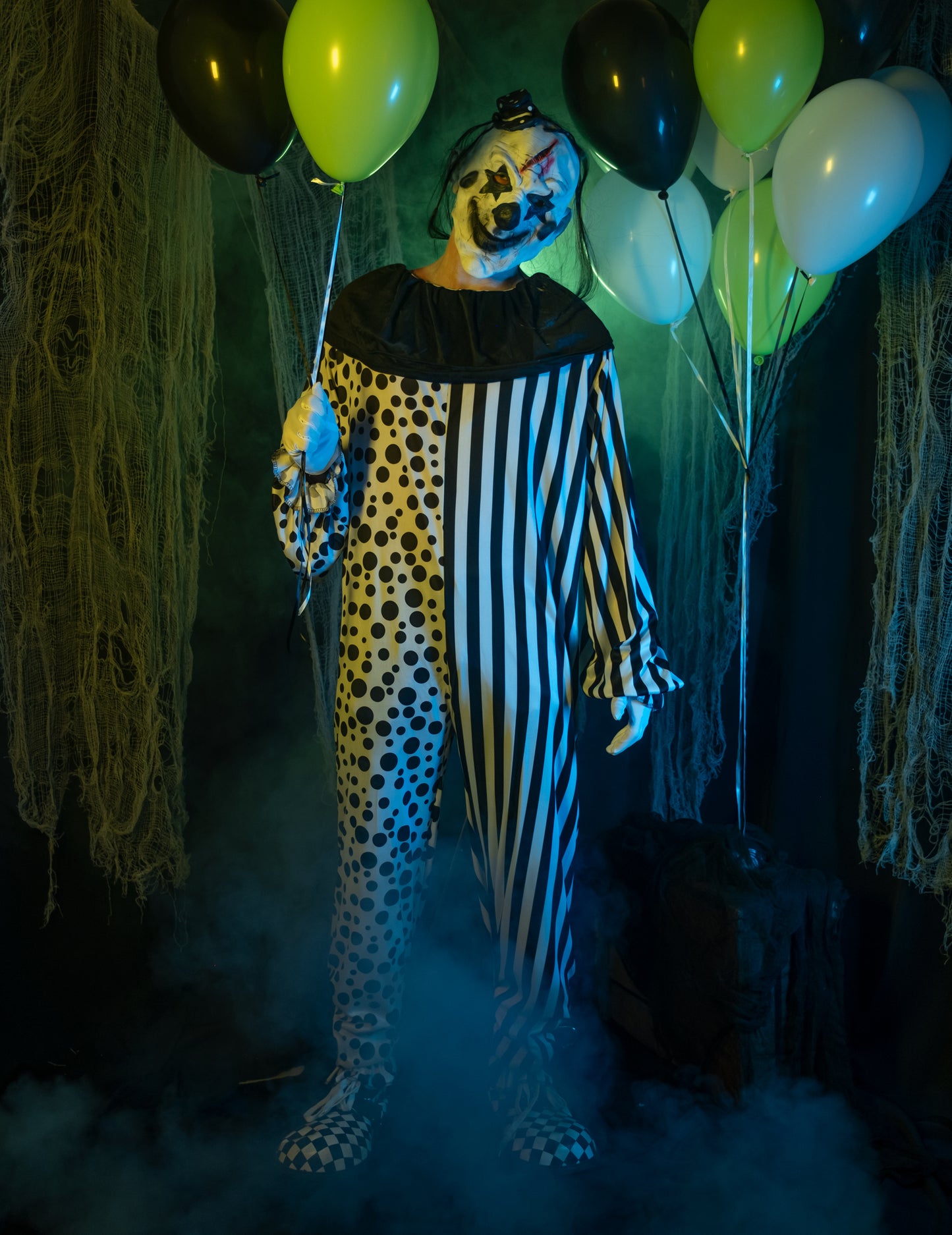 Kostým monstrózního klauna pro dospělé v černobílém stylu