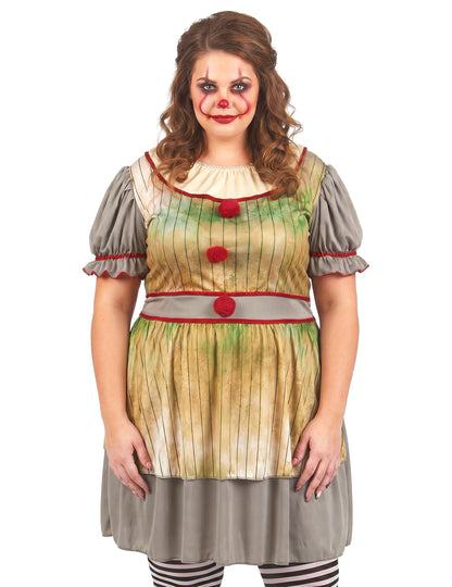 Damenkostüm gruseliger Clown Psycho-Clown Oversize große Größe