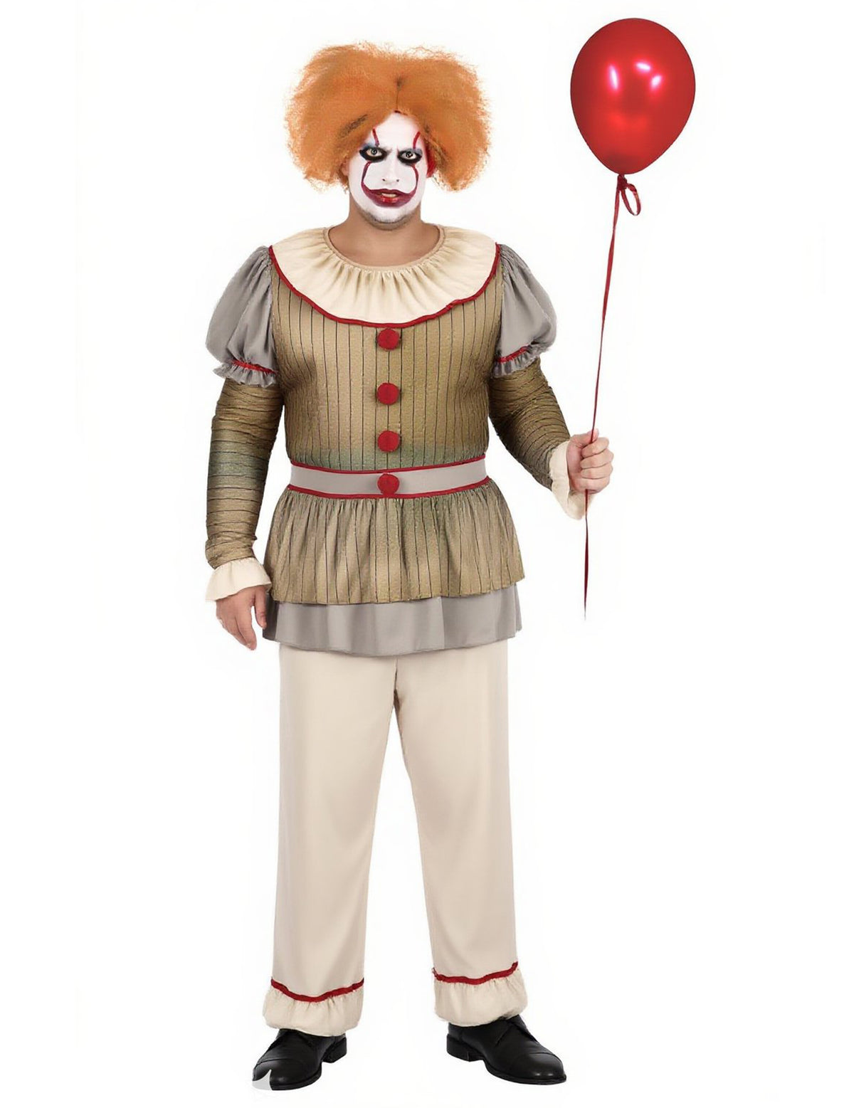 Vue de face du déguisement clown psycho pour homme